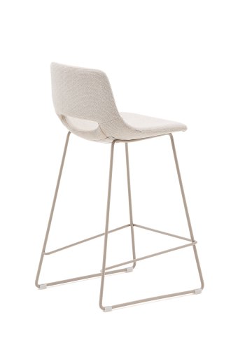 KAVE HOME Zahara beige skammel med stl i beige finish, hjde 65 cm
