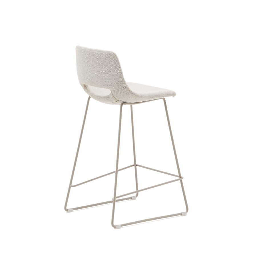 KAVE HOME Zahara beige skammel med stl i beige finish, hjde 65 cm