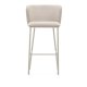 KAVE HOME Ciselia barstol, m. rygln og fodsttte - beige chenille og beige stl (H:75cm)