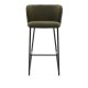 KAVE HOME Ciselia barstol, m. rygln og fodsttte - grn bouclé og sort stl (H:75cm)