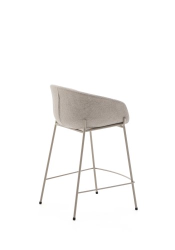 KAVE HOME Yvette skammel i beige chenille og stlben i beige finish, 65 cm hj