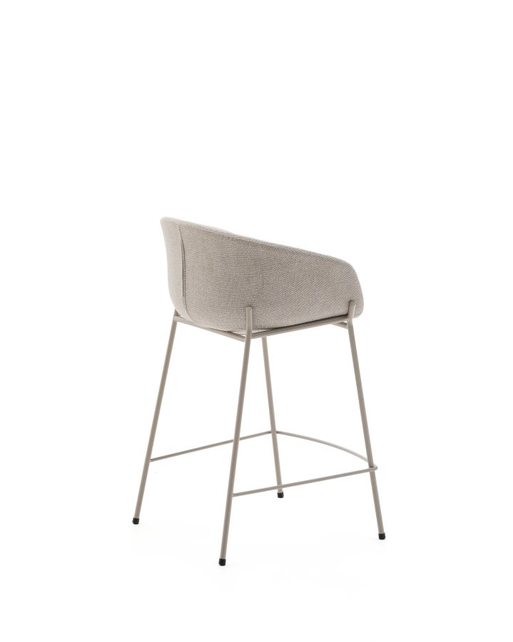 KAVE HOME Yvette skammel i beige chenille og stlben i beige finish, 65 cm hj