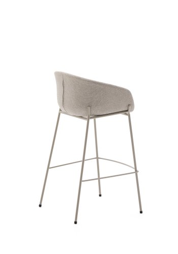 KAVE HOME Yvette skammel i beige chenille og stlben i beige finish, 75 cm hj