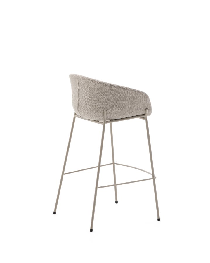 KAVE HOME Yvette skammel i beige chenille og stlben i beige finish, 75 cm hj