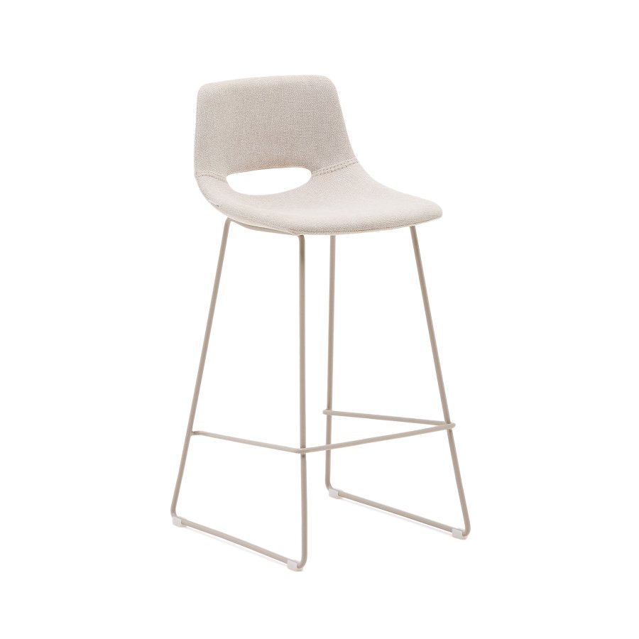 KAVE HOME Zahara beige skammel med stl i beige finish, hjde 76 cm