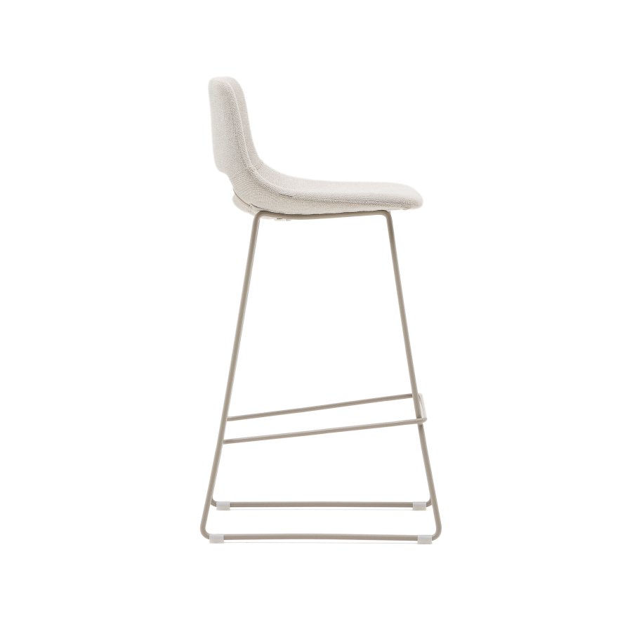 KAVE HOME Zahara beige skammel med stl i beige finish, hjde 76 cm
