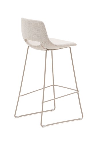 KAVE HOME Zahara beige skammel med stl i beige finish, hjde 76 cm