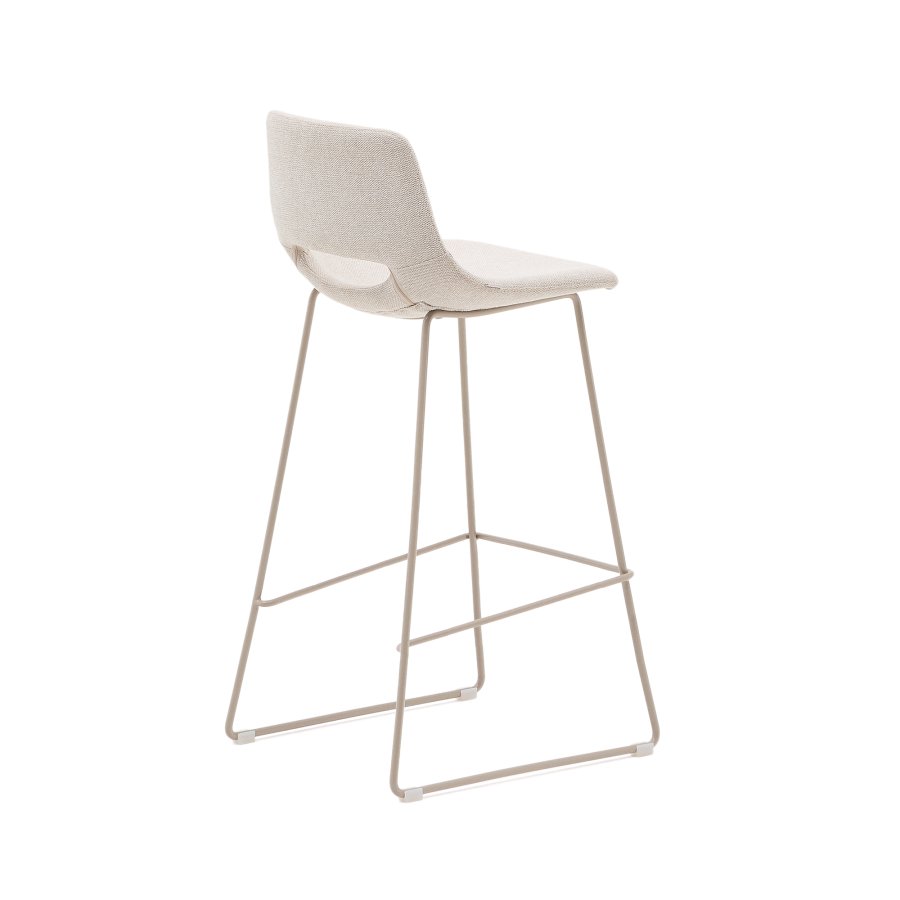 KAVE HOME Zahara beige skammel med stl i beige finish, hjde 76 cm