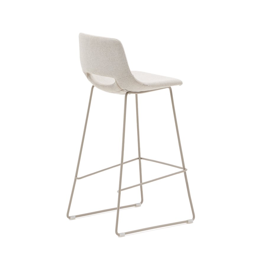 KAVE HOME Zahara beige skammel med stl i beige finish, hjde 76 cm