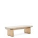 KAVE HOME Topaz bnk i beige chenille og FSC 100% massivt asketr i naturlig finish, 150 cm