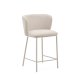 KAVE HOME Ciselia barstol, m. rygln og fodsttte - beige chenille og beige stl (H:65cm)