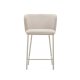 KAVE HOME Ciselia barstol, m. rygln og fodsttte - beige chenille og beige stl (H:65cm)