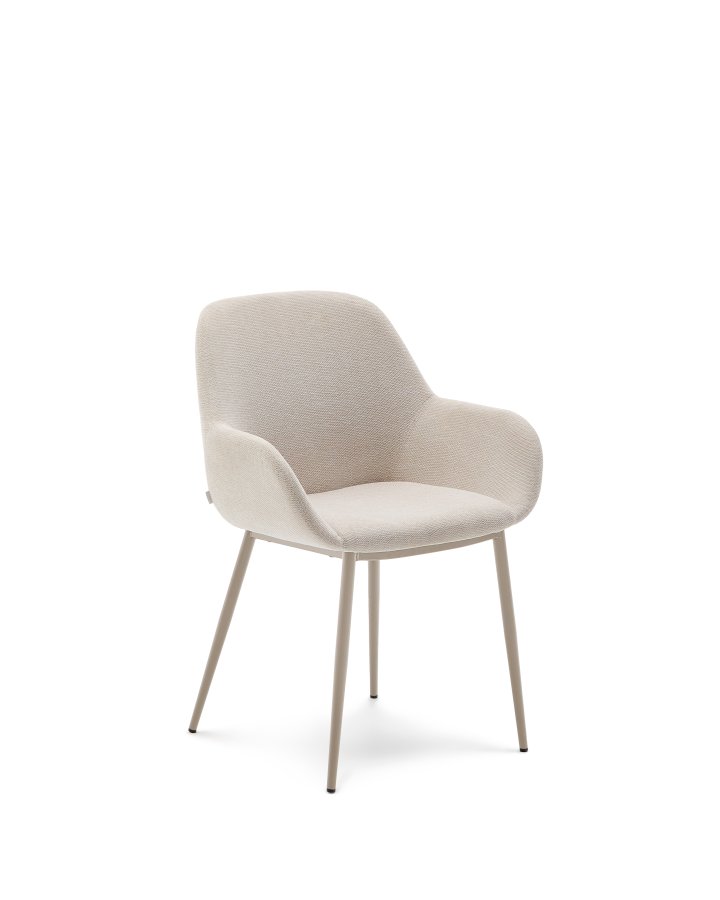 KAVE HOME Konna stol i beige og stlben i malet beige finish