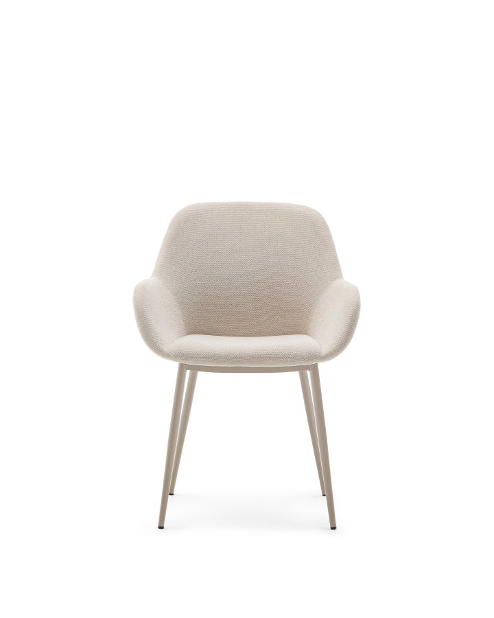 KAVE HOME Konna stol i beige og stlben i malet beige finish