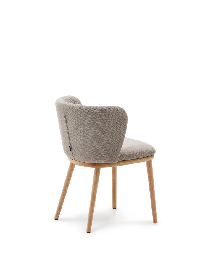 KAVE HOME Ciselia spisebordsstol - brun chenille og natur asketr