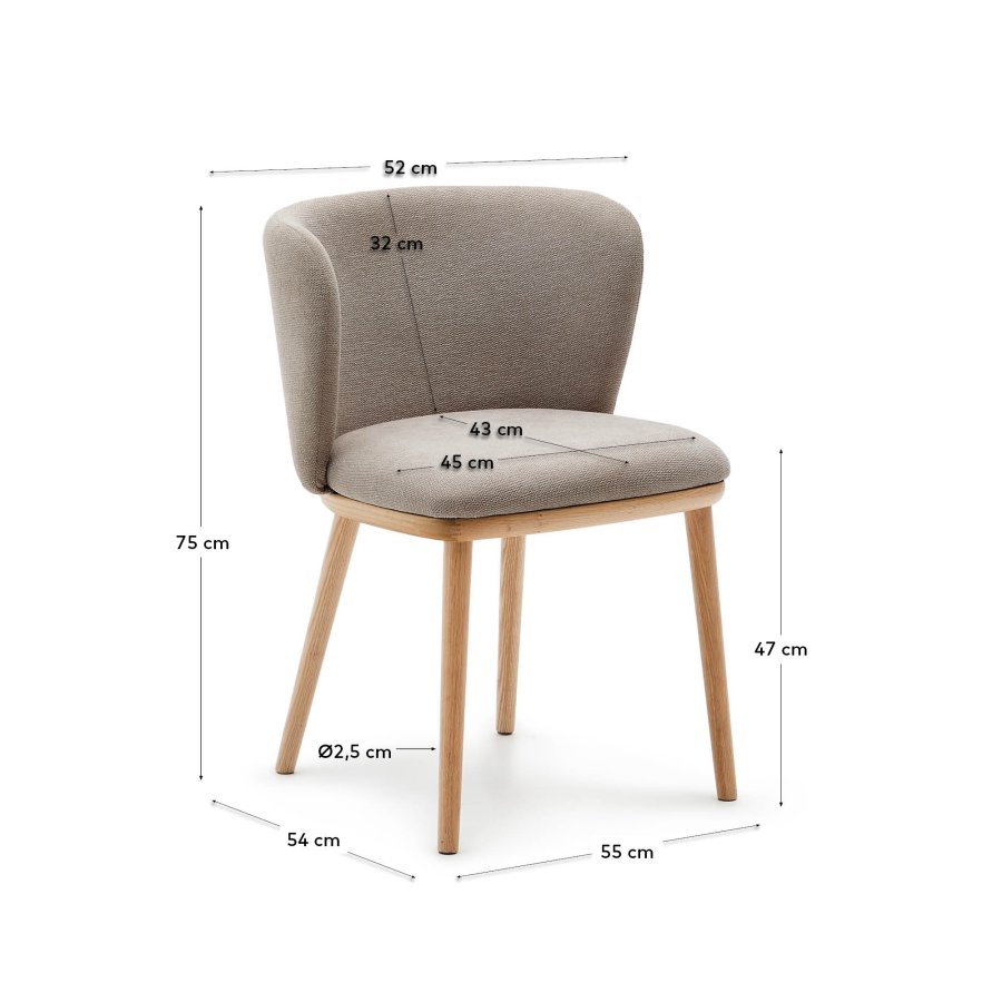 KAVE HOME Ciselia spisebordsstol - brun chenille og natur asketr