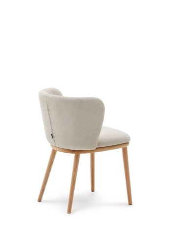 KAVE HOME Ciselia spisebordsstol - beige chenille og natur asketr