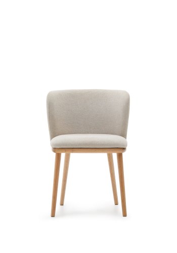 KAVE HOME Ciselia spisebordsstol - beige chenille og natur asketr