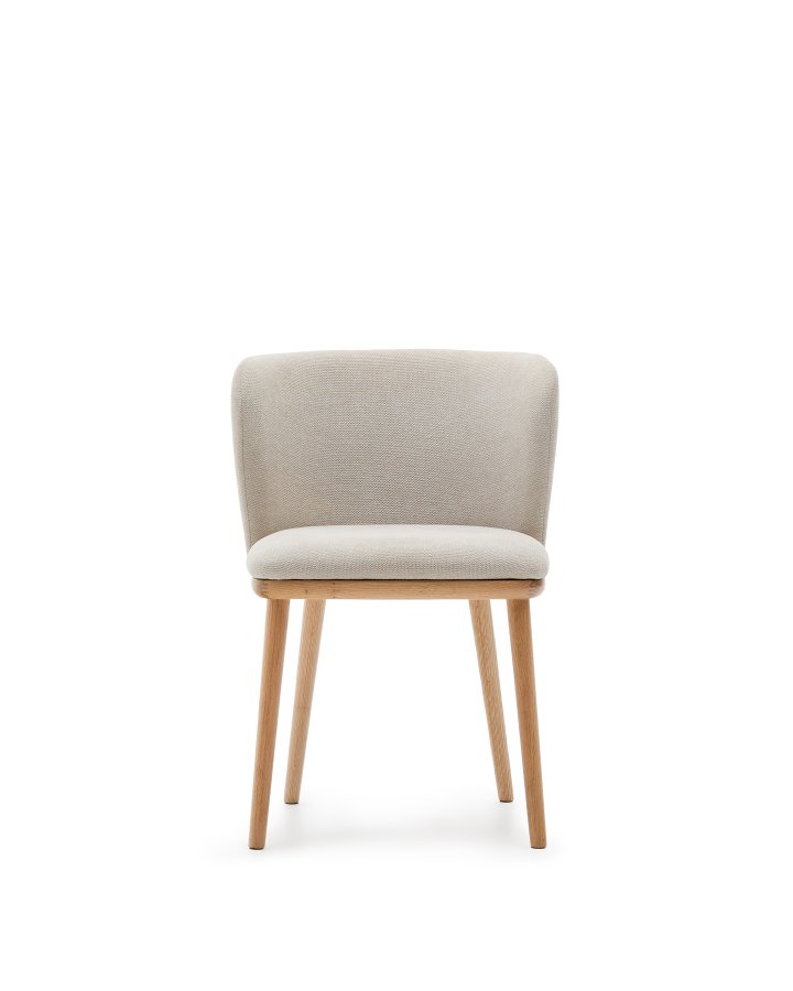 KAVE HOME Ciselia spisebordsstol - beige chenille og natur asketr