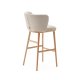 KAVE HOME Ciselia barstol, m. rygln og fodsttte - beige chenille og natur asketr (H:75cm)