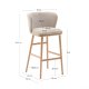 KAVE HOME Ciselia barstol, m. rygln og fodsttte - beige chenille og natur asketr (H:75cm)