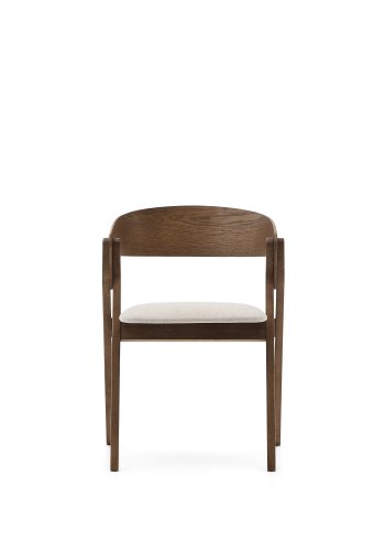 KAVE HOME Godia spisebordsstol, m. armln - beige chenille stof og askefinér med wenge finish
