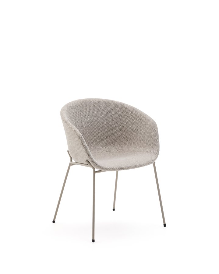 KAVE HOME Yvette stol i beige chenille og stlben i beige finish