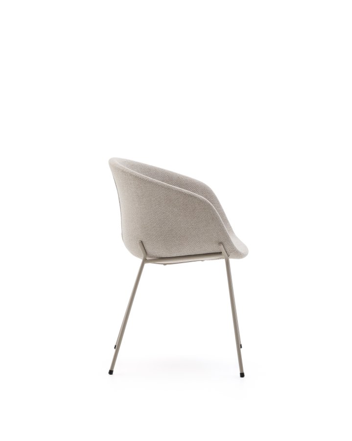 KAVE HOME Yvette stol i beige chenille og stlben i beige finish