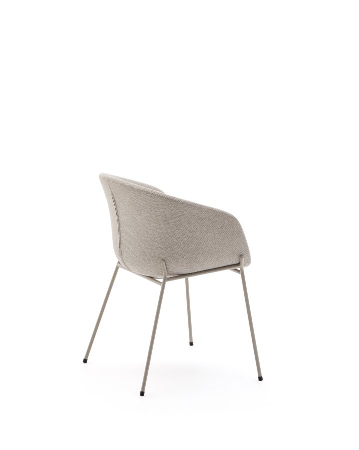 KAVE HOME Yvette stol i beige chenille og stlben i beige finish