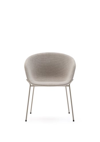 KAVE HOME Yvette stol i beige chenille og stlben i beige finish