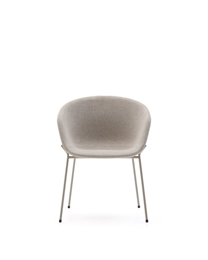 KAVE HOME Yvette stol i beige chenille og stlben i beige finish