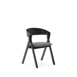 KAVE HOME Godia spisebordsstol, m. armln - gr chenille stof og sort askefinér