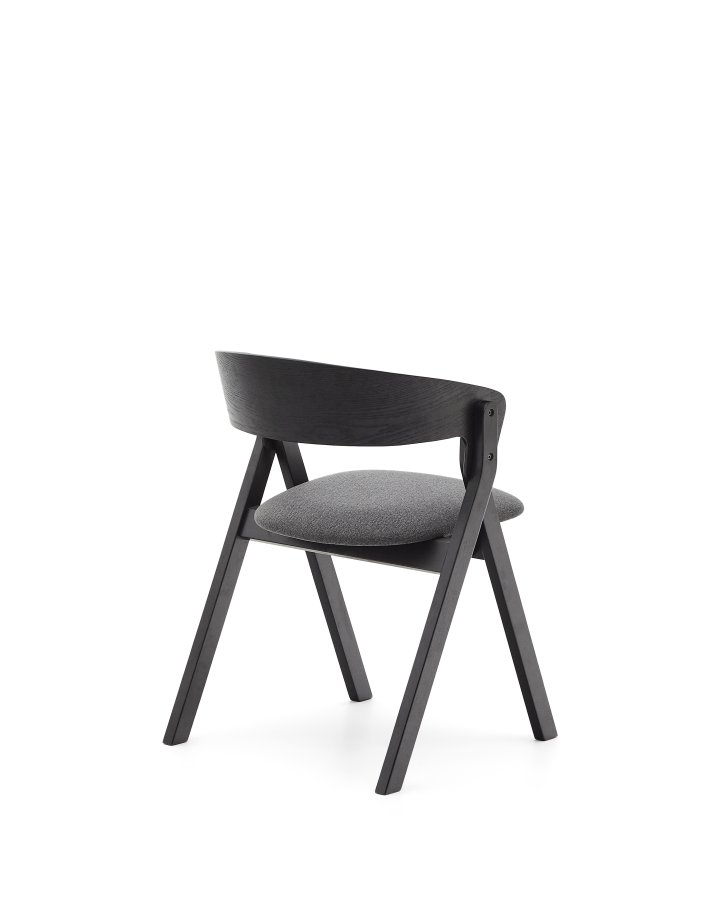 KAVE HOME Godia spisebordsstol, m. armln - gr chenille stof og sort askefinér