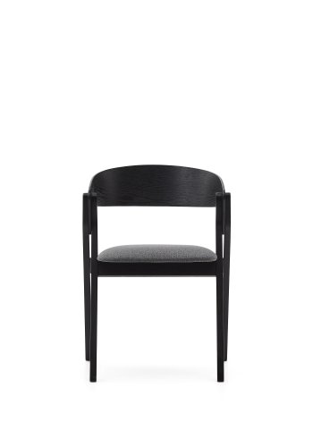 KAVE HOME Godia spisebordsstol, m. armln - gr chenille stof og sort askefinér