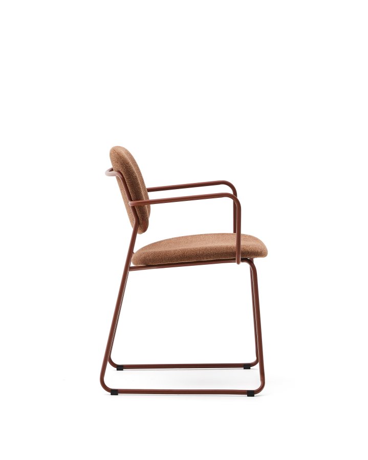 KAVE HOME Meli stol i terracotta chenille med stel af terracotta metal FSC Mix Credit