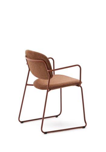 KAVE HOME Meli stol i terracotta chenille med stel af terracotta metal FSC Mix Credit