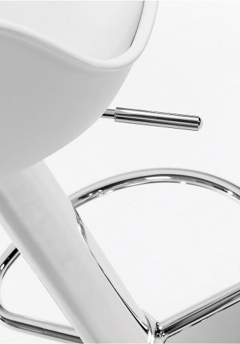 KAVE HOME Orlando-T barstol, m. rygln og fodsttte - hvid PU og plast/slv stl