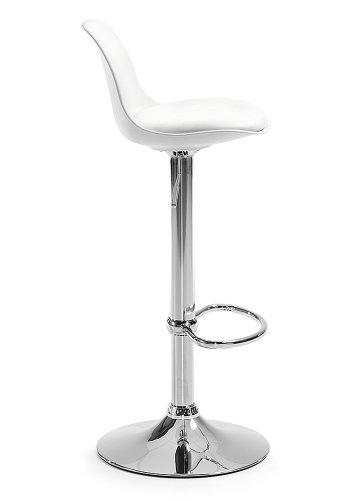 KAVE HOME Orlando-T barstol, m. rygln og fodsttte - hvid PU og plast/slv stl