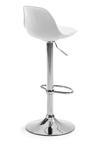 KAVE HOME Orlando-T barstol, m. rygln og fodsttte - hvid PU og plast/slv stl