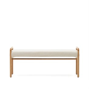 KAVE HOME Macaret bnk med aftageligt betrk massivt egetr med naturlig finish 120 cm FSC Mix Credi