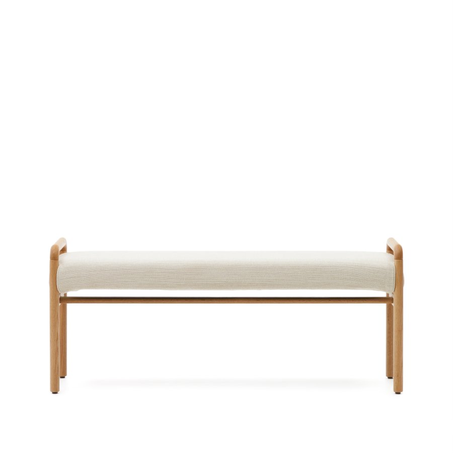 KAVE HOME Macaret bnk med aftageligt betrk massivt egetr med naturlig finish 120 cm FSC Mix Credi