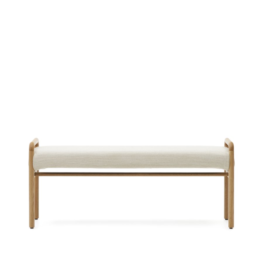 KAVE HOME Macaret bnk med aftageligt betrk massivt egetr med naturlig finish 120 cm FSC Mix Credi