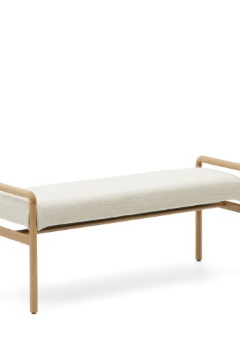 KAVE HOME Macaret bnk med aftageligt betrk massivt egetr med naturlig finish 120 cm FSC Mix Credi