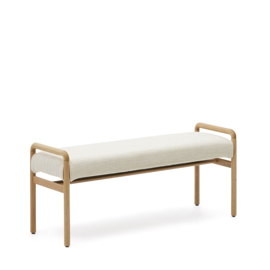 KAVE HOME Macaret bnk med aftageligt betrk massivt egetr med naturlig finish 120 cm FSC Mix Credi