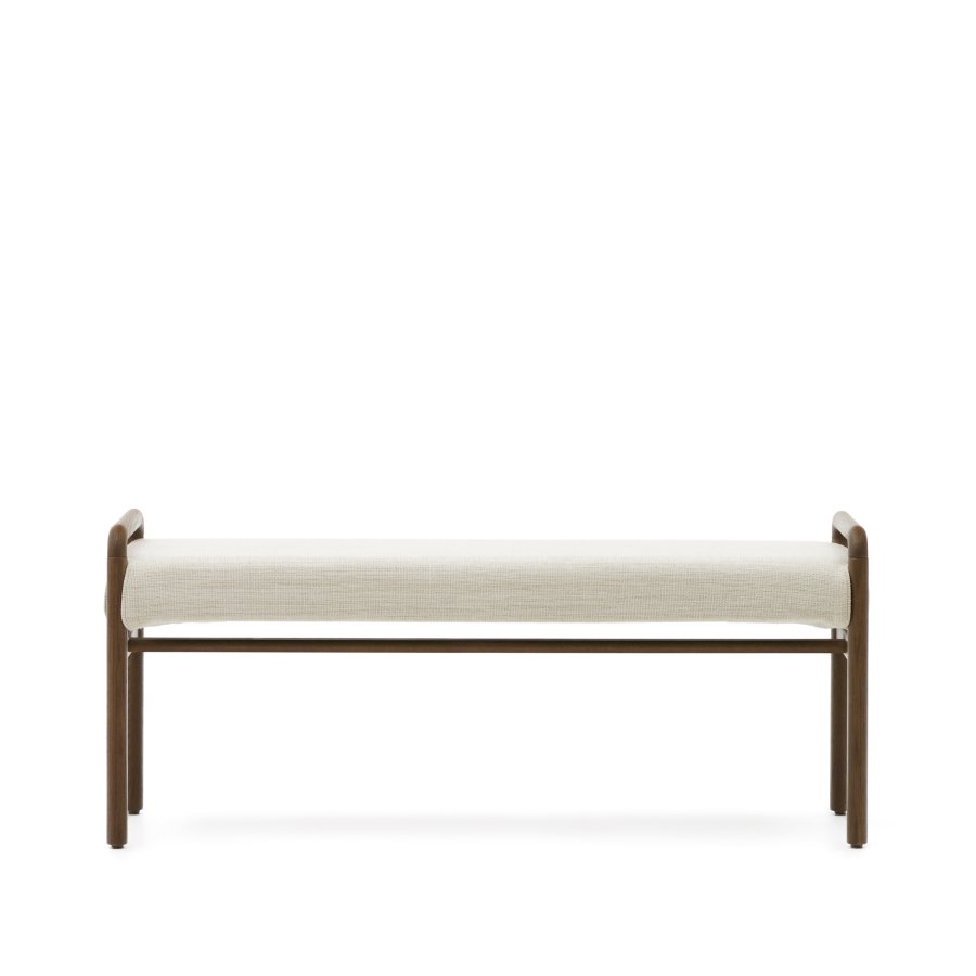 KAVE HOME Macaret bnk med aftageligt betrk massivt egetr med valnddefinish 120 cm FSC Mix Credit