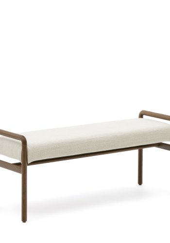 KAVE HOME Macaret bnk med aftageligt betrk massivt egetr med valnddefinish 120 cm FSC Mix Credit