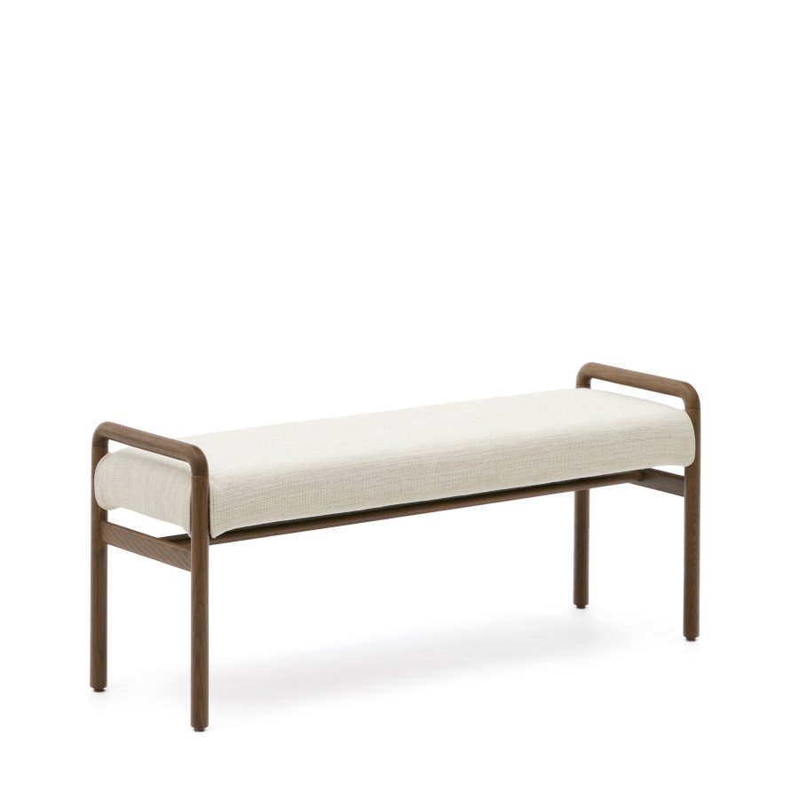 KAVE HOME Macaret bnk med aftageligt betrk massivt egetr med valnddefinish 120 cm FSC Mix Credit