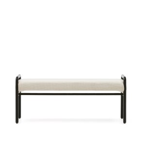 KAVE HOME Macaret bnk med aftageligt betrk massivt egetr med sort finish 120 cm FSC Mix Credit