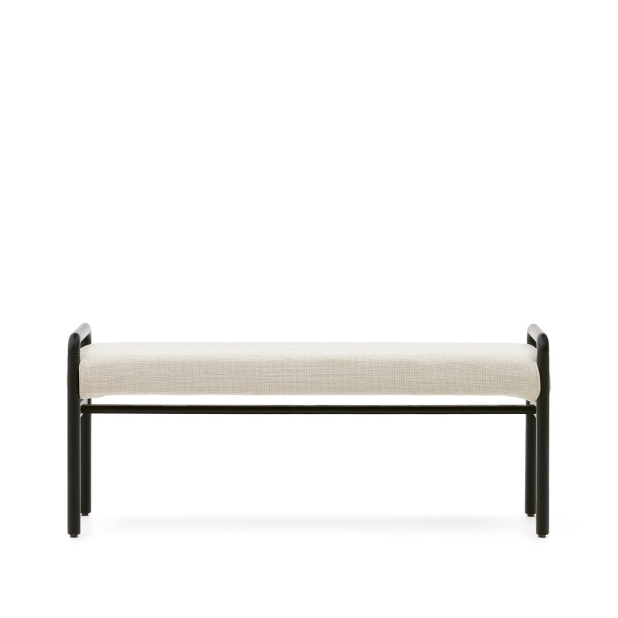 KAVE HOME Macaret bnk med aftageligt betrk massivt egetr med sort finish 120 cm FSC Mix Credit