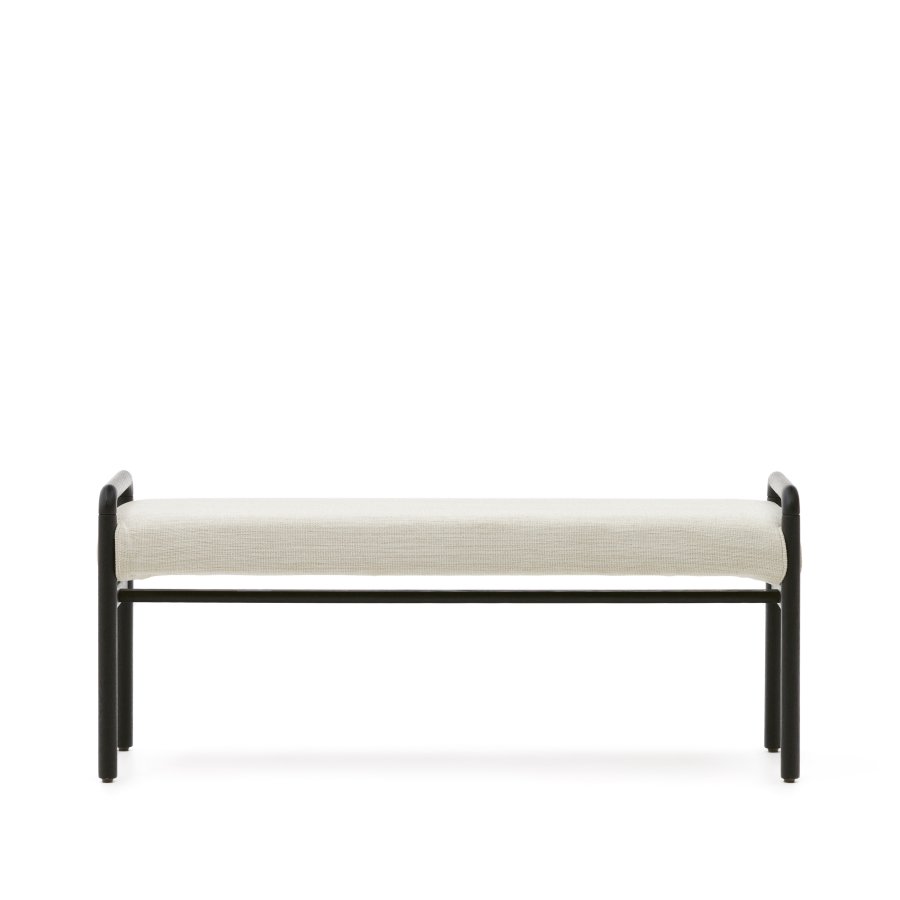 KAVE HOME Macaret bnk med aftageligt betrk massivt egetr med sort finish 120 cm FSC Mix Credit